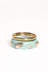 Havana Shell Bangle Set - Teal