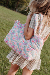 Marshmallow Midi Tote - Sage Wildflowers