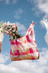 Reusable Shopping Bag - Pink Picnic Plaid