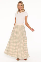 Daroda Midi Circle Skirt - Green/Pink Gingham