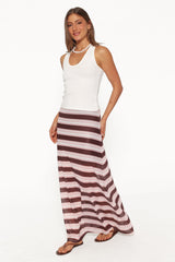 Dia Mesh Column Skirt - Pink/Brown Stripe