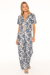 Jensen Scallop Hem Pant - Blue Floral