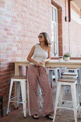 Lawson Track Pants - Burgundy Gingham