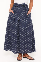 Paula Tie Waist Maxi Skirt - Navy