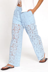 Sabina Lace Wide Leg Pant - Baby Blue