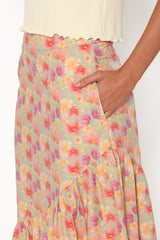 Shelbie Maxi Skirt - Sage Wildflower