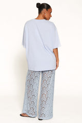 Tia Sheer Lace Pant - Light Blue