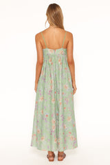 Alyah Maxi Dress - Green Floral