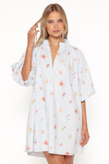 Doran Mini Dress - Blue Garden Stripe