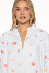 Doran Mini Dress - Blue Garden Stripe