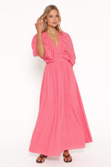 Gianna Puff Sleeve Maxi Dress - Pink
