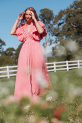 Gianna Puff Sleeve Maxi Dress - Pink