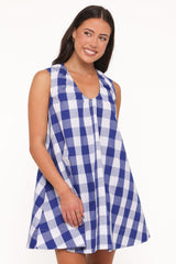 Jorah Mini Dress - Blue Plaid