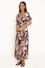 Kepner Maxi Dress - Brown Floral