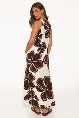 Navina Maxi Dress - Brown Floral