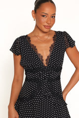 Saint Mini Dress - Black Polka Dot