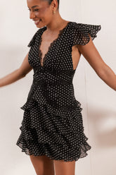 Saint Mini Dress - Black Polka Dot
