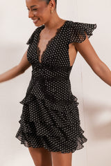 Saint Mini Dress - Black Polka Dot