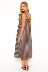 Talita Maxi Dress - Brown/Blue Stripe