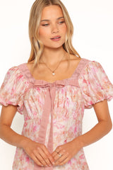 Therese Midi Dress - Pink Floral
