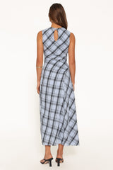 West Midi Dress - Icy Blue Plaid