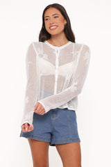 Maddox Open Stitch Cardigan - White