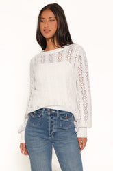 Tyler Pointelle Sweater - White