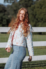 Percy Reversible Quilted Jacket - Blue Garden Stripe