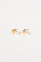 Callie Pearl Hoop Earrings - Gold