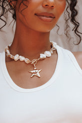Gabbie Star Necklace - Pearl/Gold
