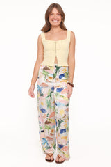 Alba Wide Leg Pant - Cream Resort Isle