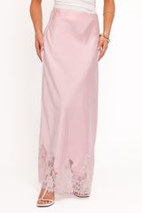 Alira Lace Trim Midi Skirt - Pale Pink