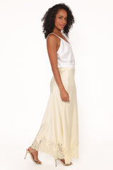 Alira Lace Trim Midi Skirt - Yellow