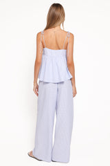 Elowen Wide Leg Pants - Blue Gingham