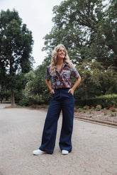 Evandra Straight Leg Denim Trouser Pant - Indigo