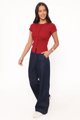 Evandra Straight Leg Denim Trouser Pant - Indigo