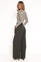 Hayden Pleated Wide Leg Pant - Dark Olive