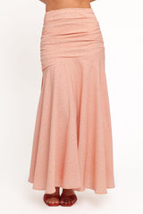 Lacy Maxi Skirt - Peach Polka Dot