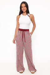 Lawson Track Pants - Burgundy Gingham