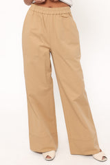 Mia Wide Leg Cropped Pant - Taupe