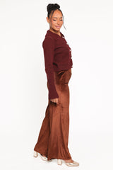 Riley Stretch Velvet Pant - Chocolate