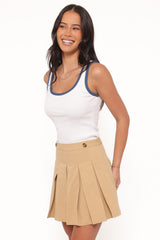 Willow Pleated Mini Skirt - Taupe