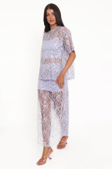 Yonder Sheer Panel Lace Maxi Skirt - Purple