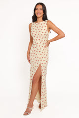 Alima Sleeveless Maxi Dress - Yellow Floral
