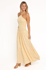 Aradia Halter Maxi Dress - Yellow Floral