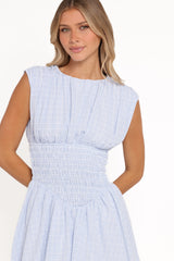 Ayla Mini Dress - Blue Gingham
