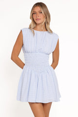 Ayla Mini Dress - Blue Gingham