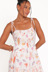 Bairbre Maxi Dress - Pink Beach Print