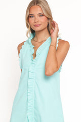 Cassandra Ruffle Mini Dress - Aqua