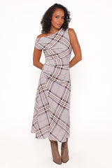 Dawn Off Shoulder Midi Dress - Plaid